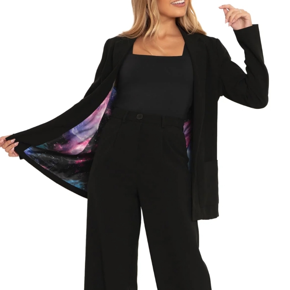 Blackmilk Black Blazer with Galaxy Lining